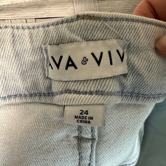 Ava & Viv Womens Shorts Cutoff high rise Midi Light Wash Pockets Western Plus Sz - Picture 9 of 13